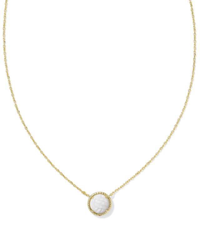 Volleyball Gold Short Pendant Necklace in White Mother-of-Pearl image number 0.0